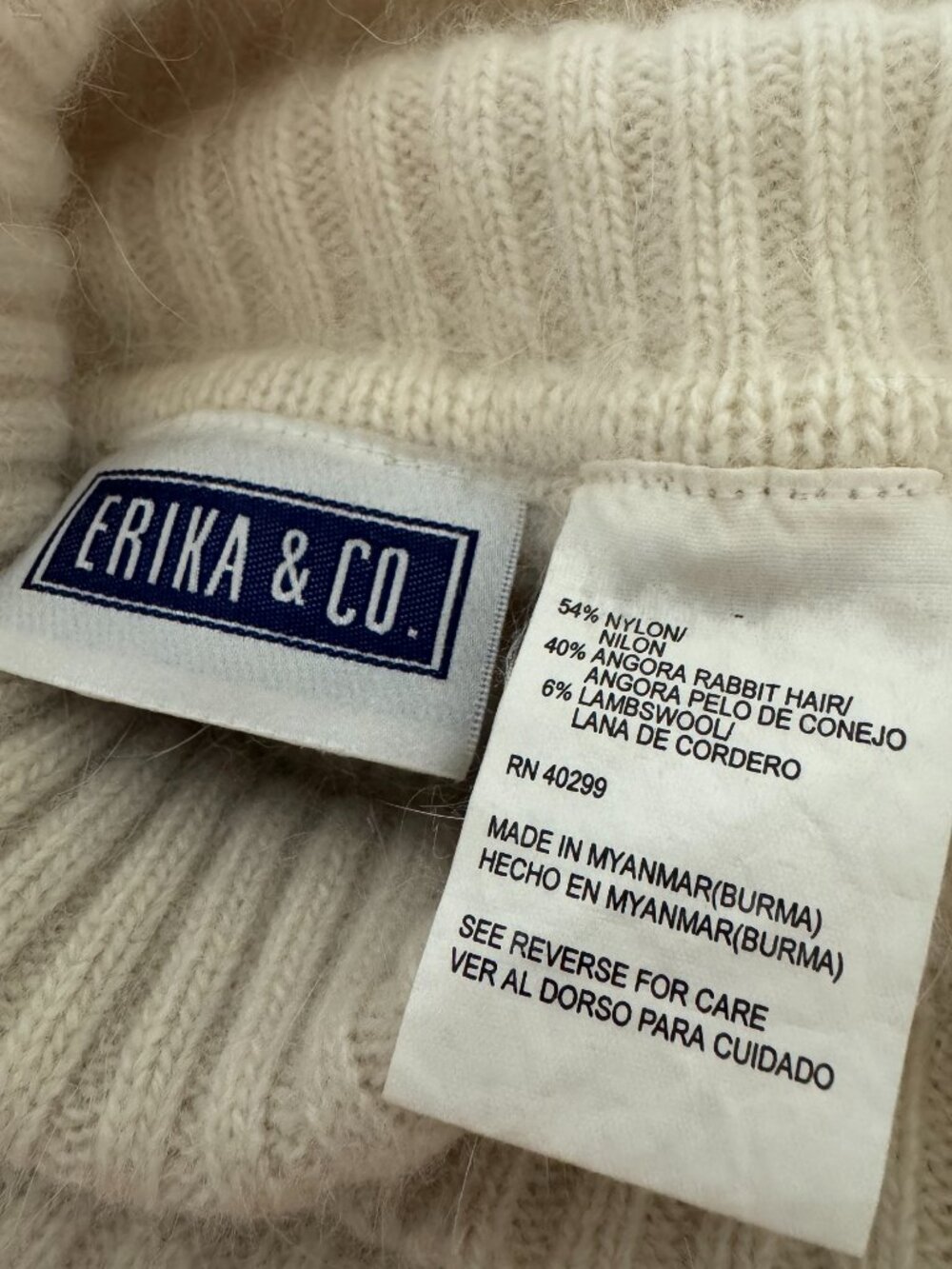 ERIKA & CO. Y2K Angora Lambswool Blend Turtleneck Sweater - Picture 3 of 6